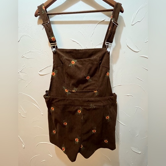 SHEIN MOD Floral Embroidered Corduroy Overall Romper SZ XL - Picture 6 of 15